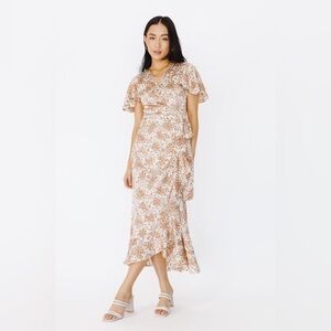 Bohme Floral Midi Dress - Cream & Tan